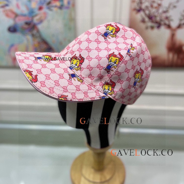 Gg Multicolor Peaked Cap Pink Baseball